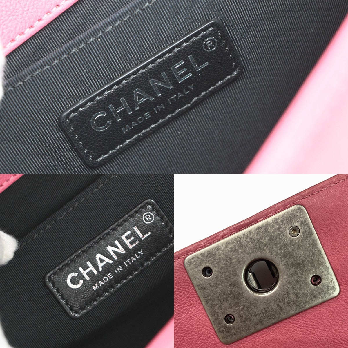 CHANEL CC Boy Chain Shoulder Bag Leather Pink SHW Italy 321RP171