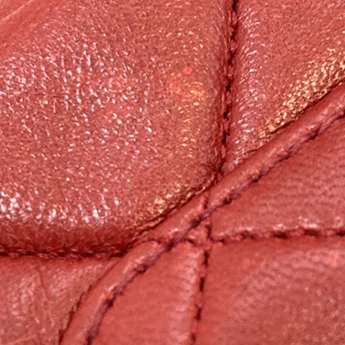 CHANEL CC Logo Mini Matelasse Chain Shoulder Bag Leather Red Vintage 310RF238