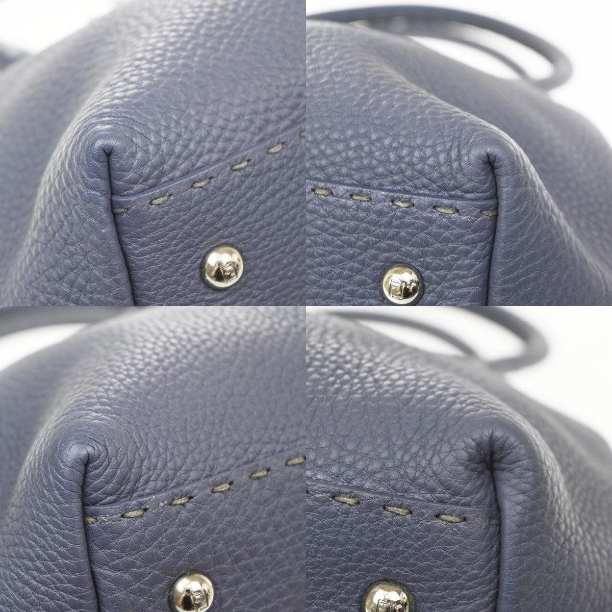 FENDI Logo Selleria Doctor's Shoulder Hand Bag Leather Purple SHW 61MA723