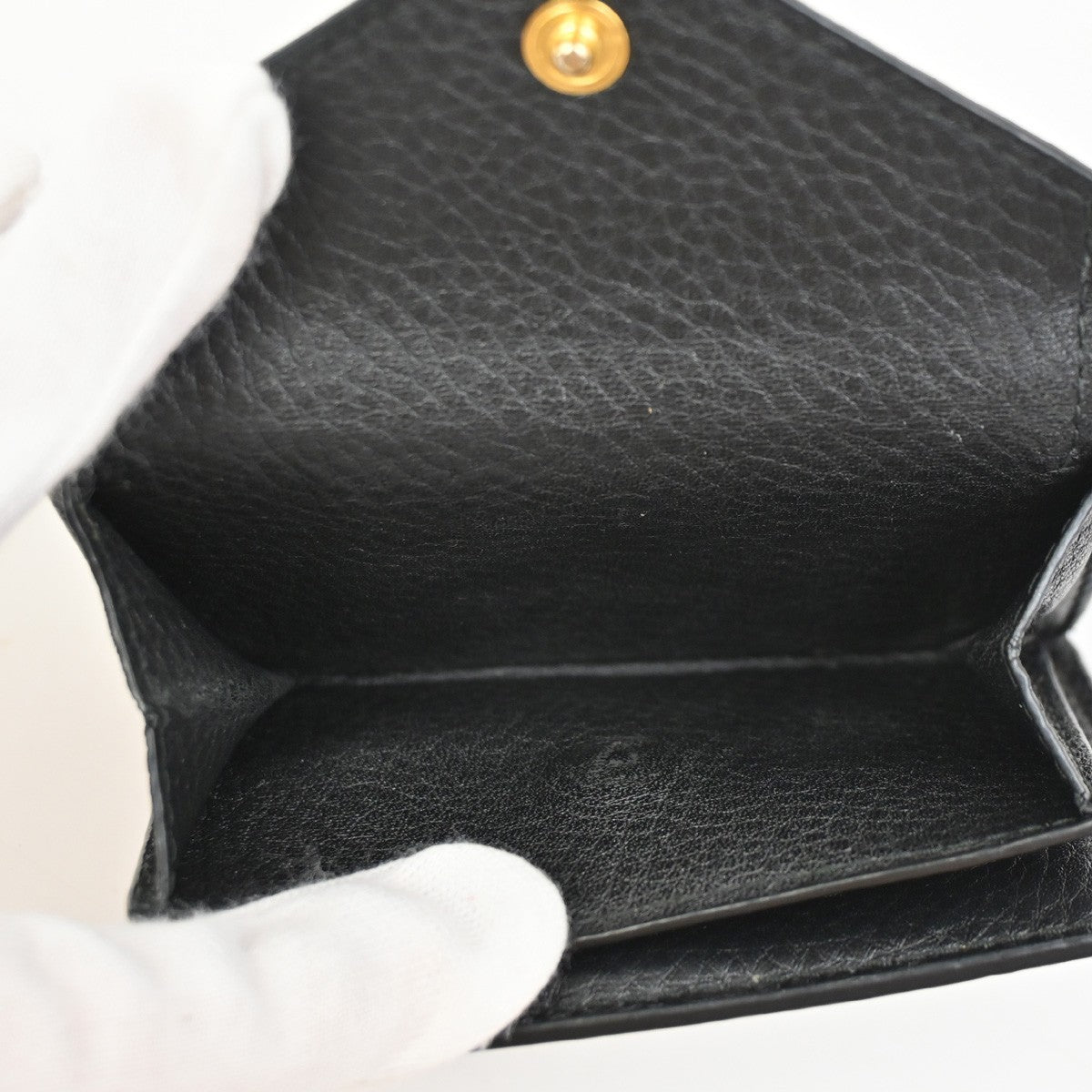 PRADA Logo Mini Compact Trifold Wallet Vitello Leather Black GHW 62KC693
