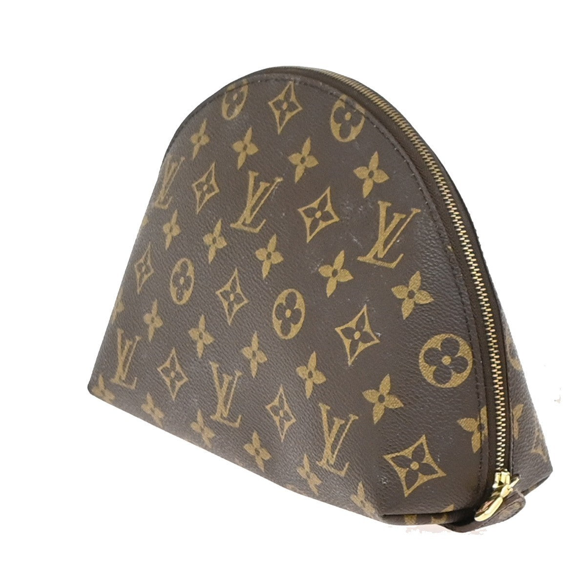 LOUIS VUITTON Trousse Demi Ronde Pouch Monogram Leather Brown M47520 04KC683