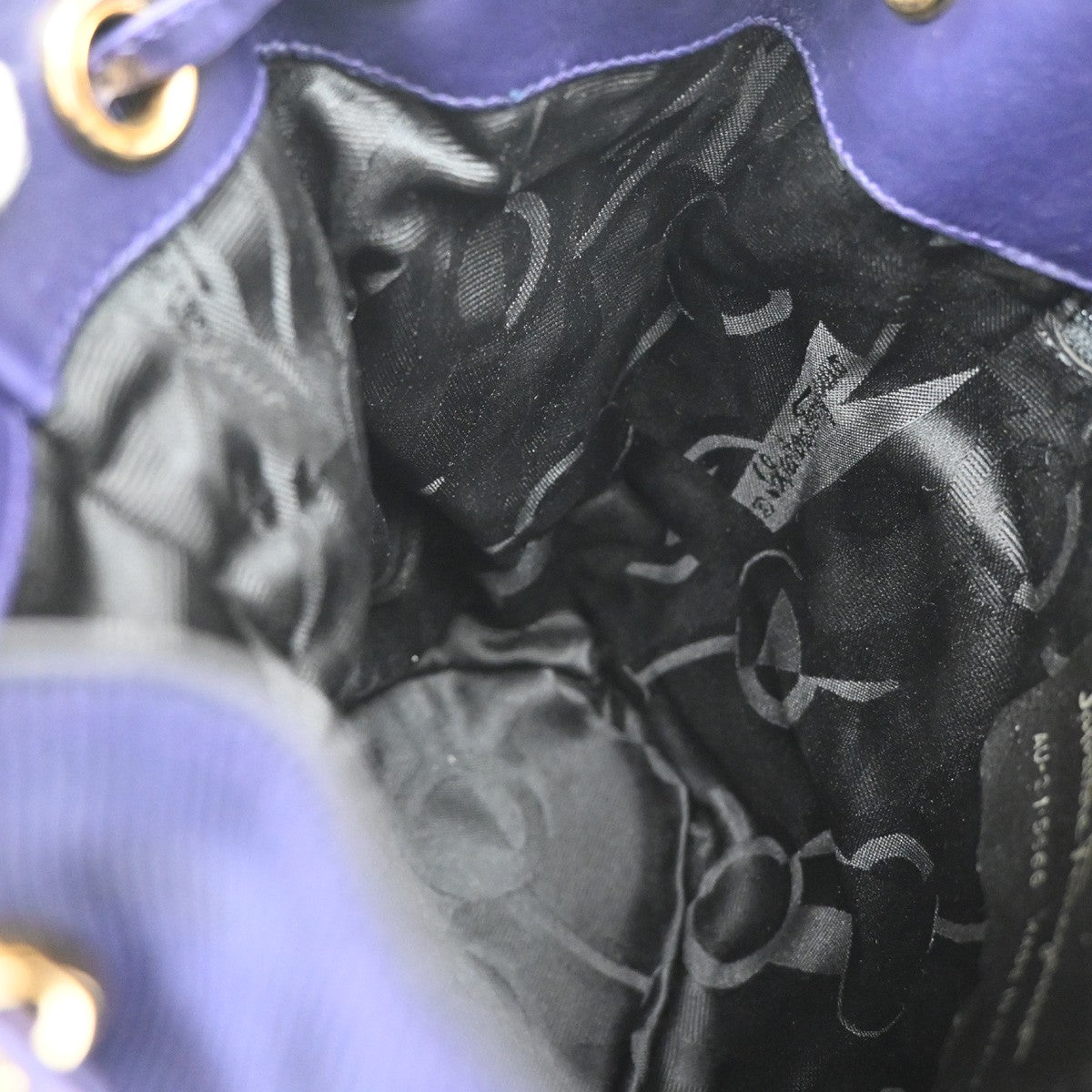SALVATORE FERRAGAMO Vara Chain Shoulder Bag Canvas Leather Purple GHW 63YH214