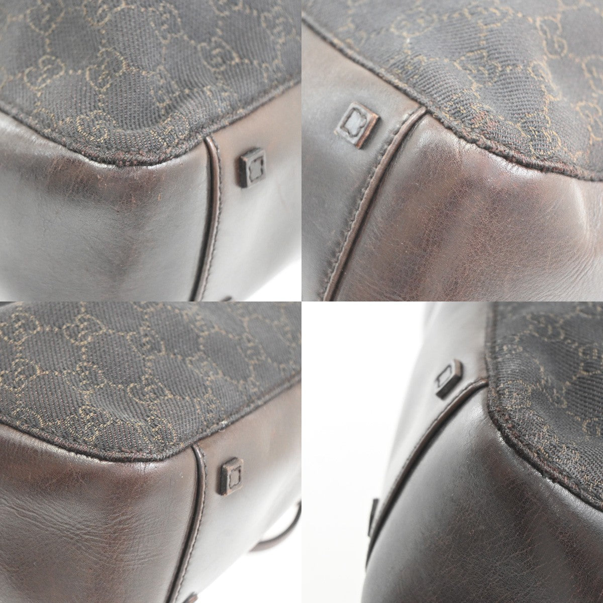 GUCCI Logo GG Pattern Shoulder Bag Canvas Leather Brown SHW Italy 04TA603