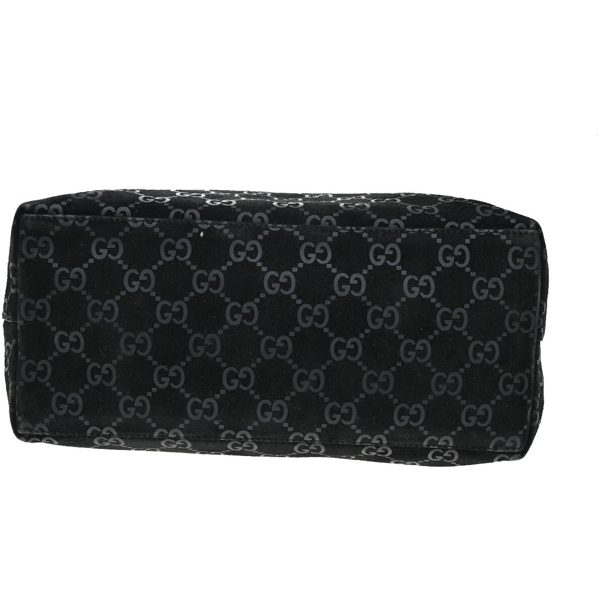 GUCCI Logo Bamboo GG Pattern Shoulder Bag Suede Leather Black Italy 36FB558