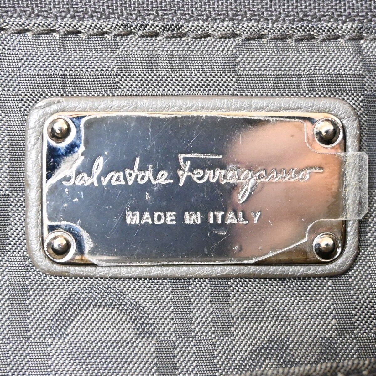 SALVATORE FERRAGAMO Logo Marisa Gancini Shoulder Bag Leather Gray Italy 66FA048