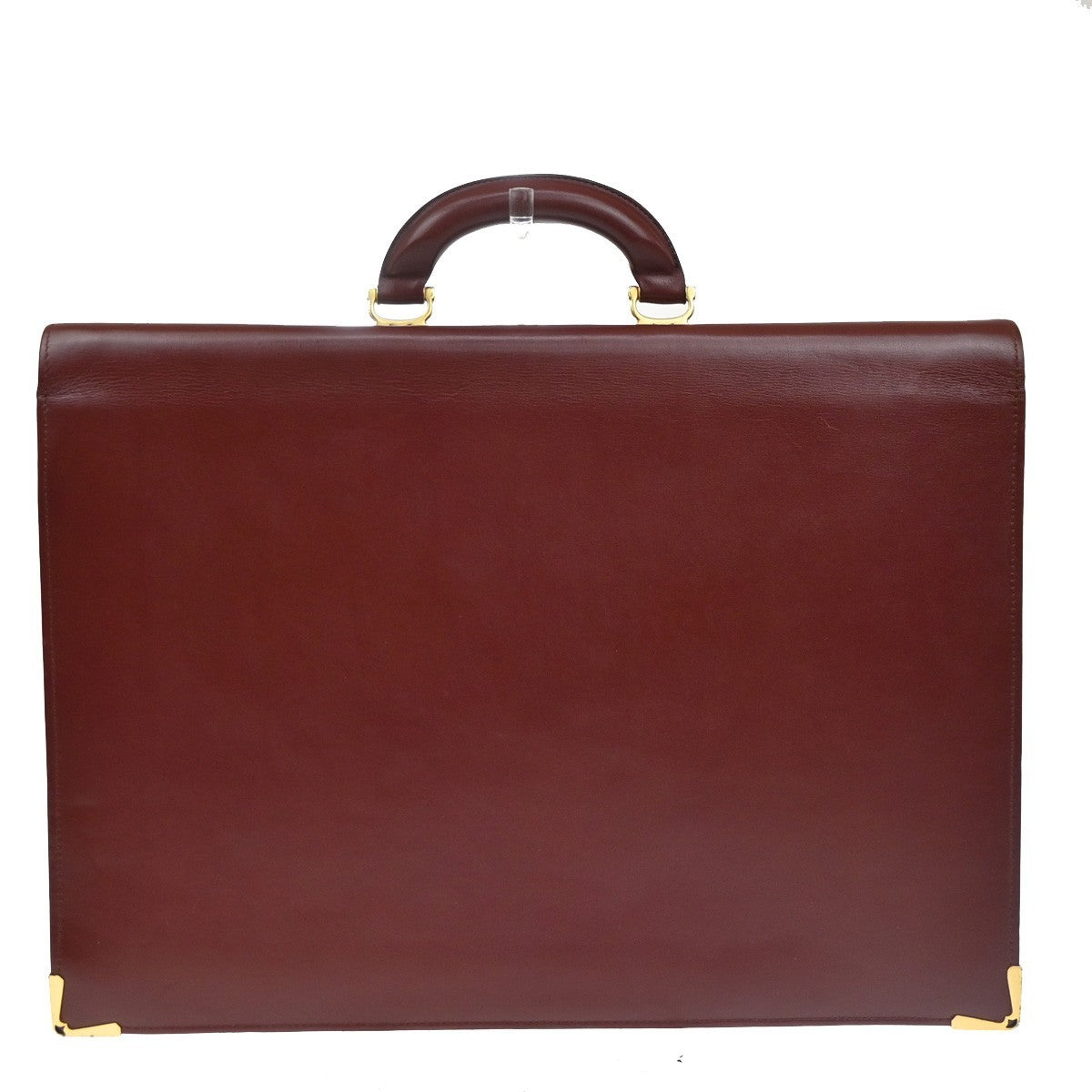 MUST DE CARTIER 2C Business Hand Bag Leather Bordeaux Red GHW Italy 31TA706