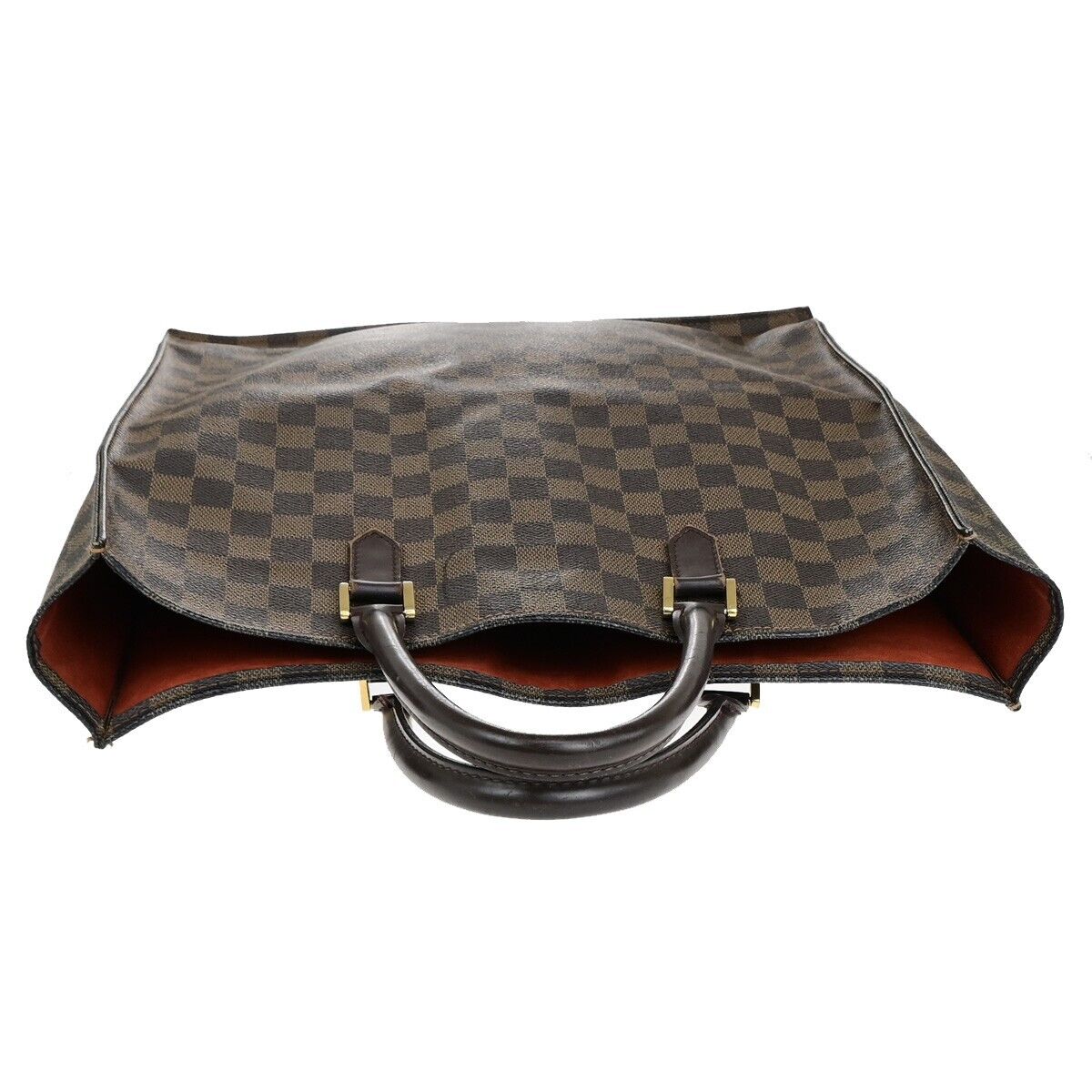 LOUIS VUITTON Sac Plat Hand Tote Bag Damier Ebene Leather Brown N51140 84EC988