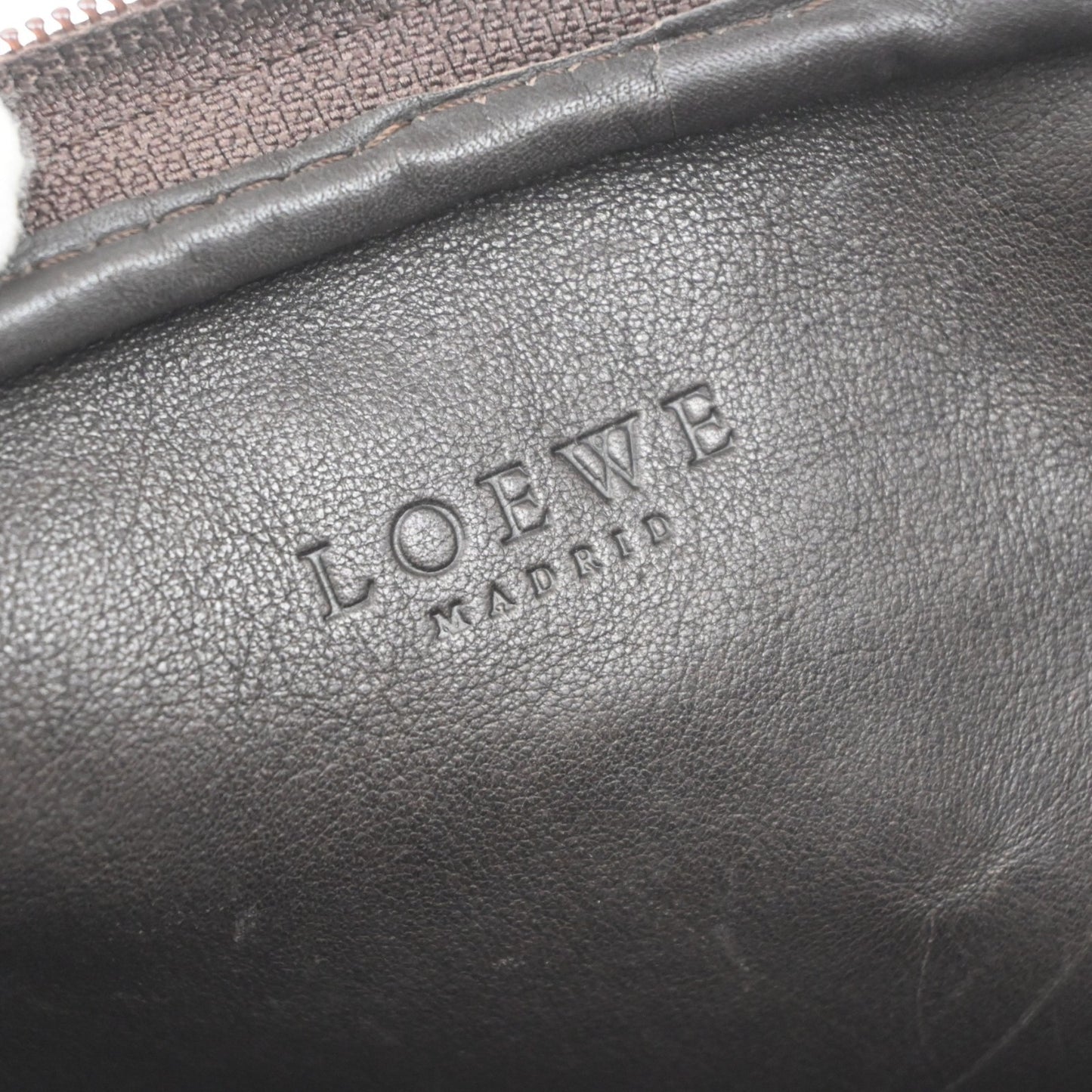 LOEWE Logo Anagram Shoulder Bag Suede Leather Brown GHW Spain 67MA665