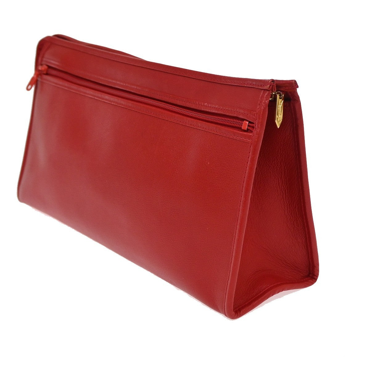 SAINT LAURENT YSL Plate Logo Clutch Bag Red GHW 08TA670