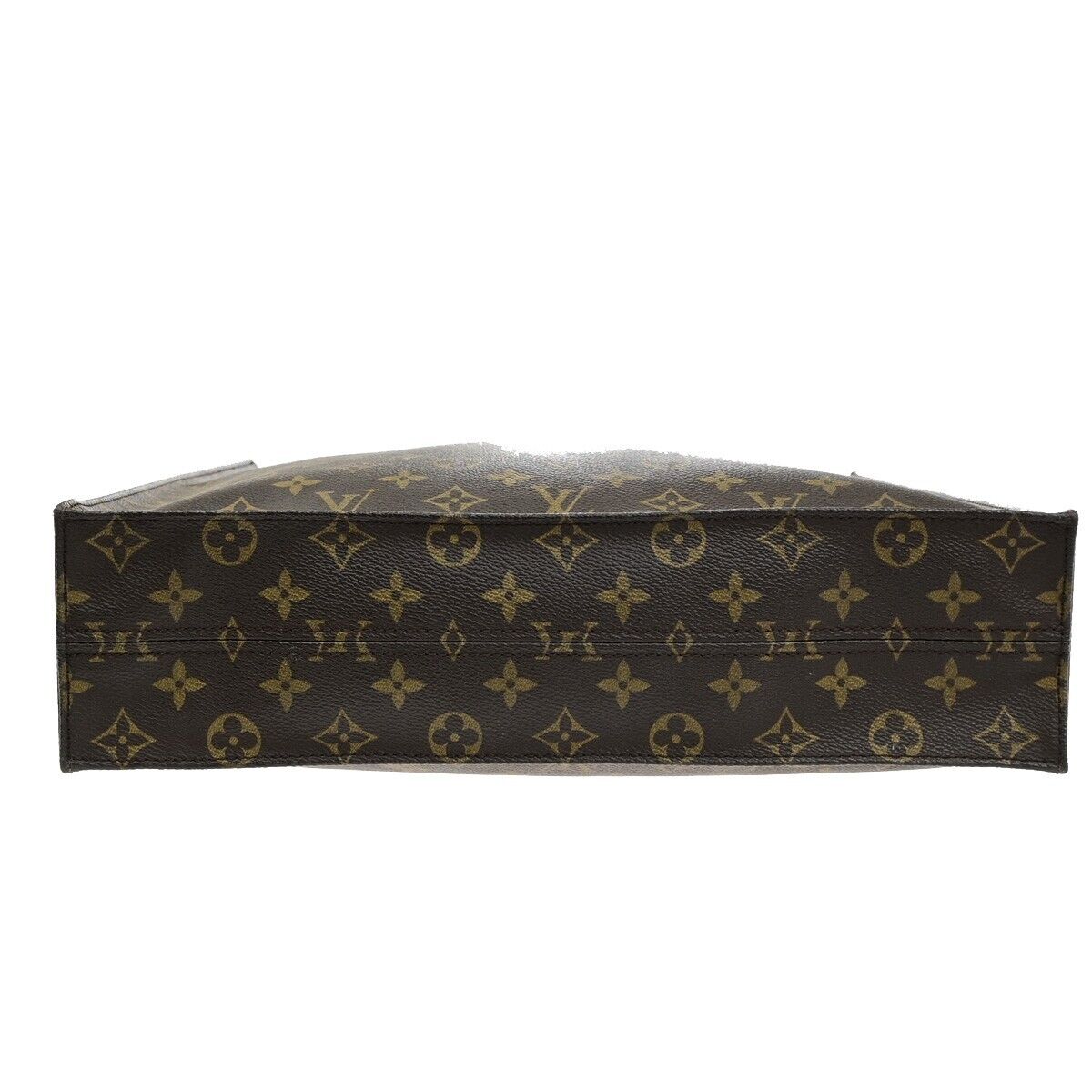 LOUIS VUITTON Logo Sac Plat Hand Tote Bag Monogram Leather Brown M51140 39ED895
