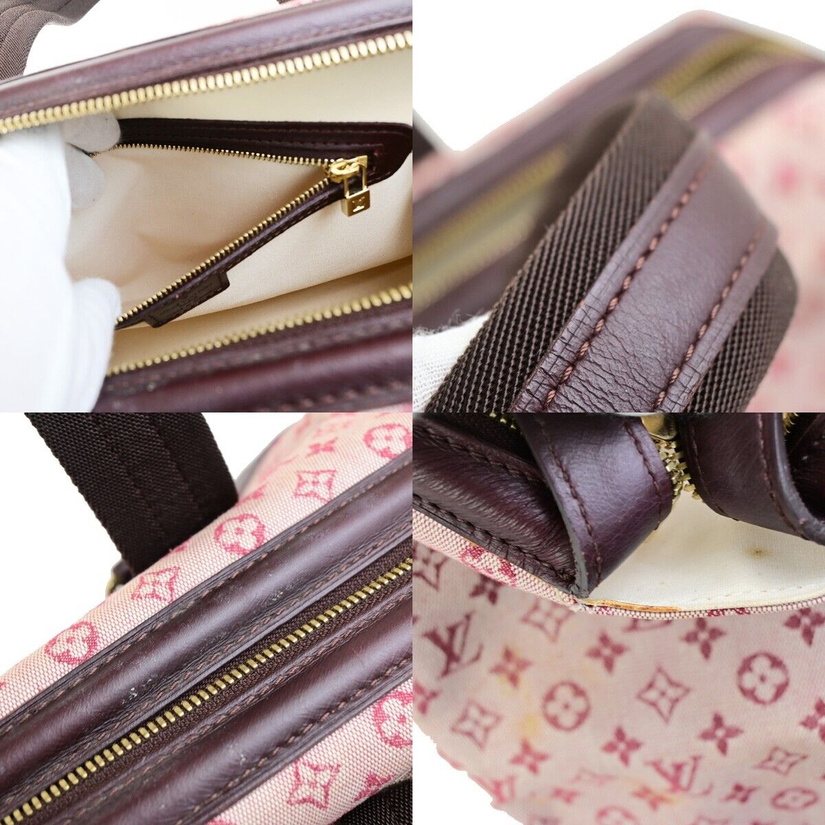 LOUIS VUITTON Logo Josephine GM Hand Bag Monogram Mini Canvas Red M92213 83EC887