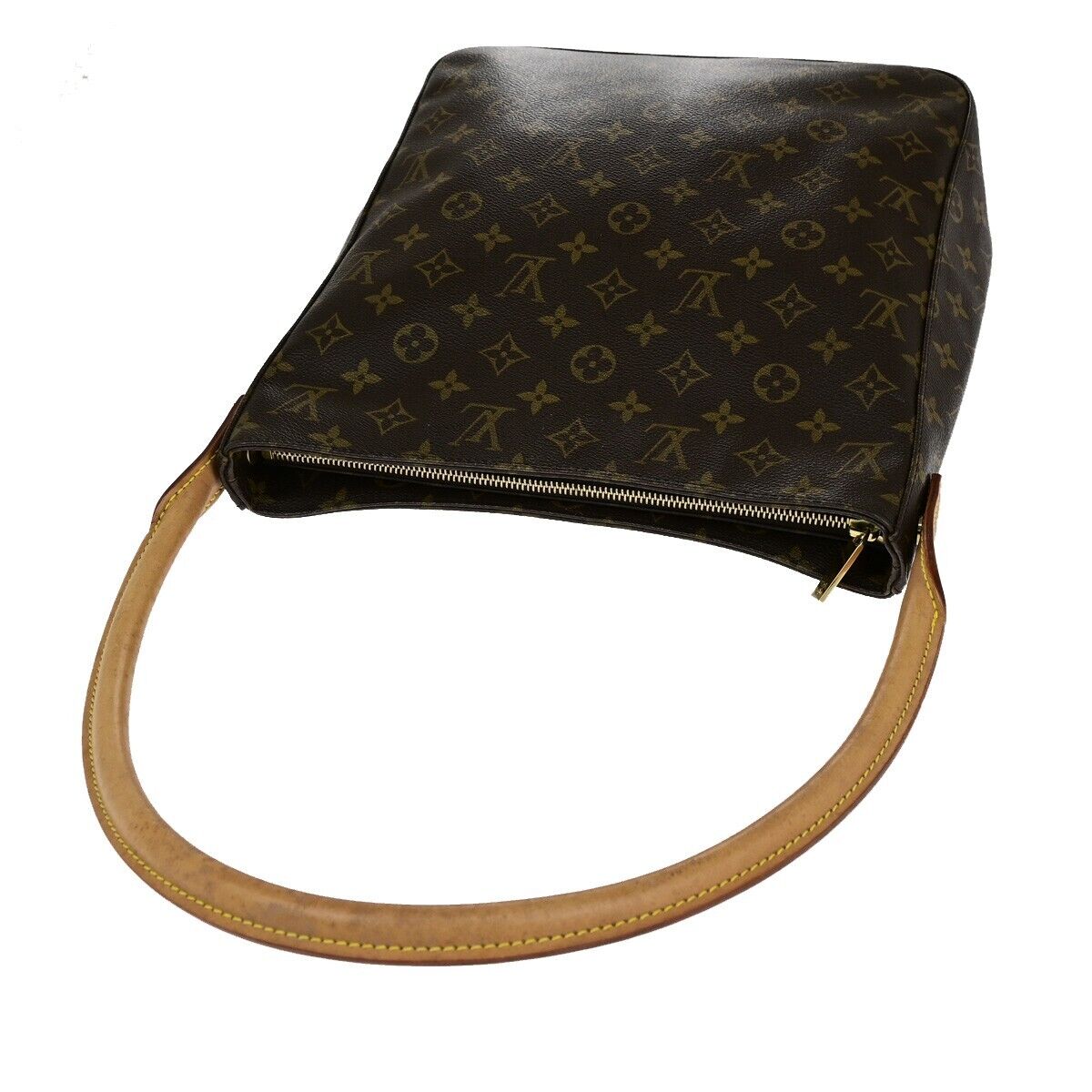 LOUIS VUITTON Logo Looping GM Shoulder Bag Monogram Leather Brown M51145 85ED411