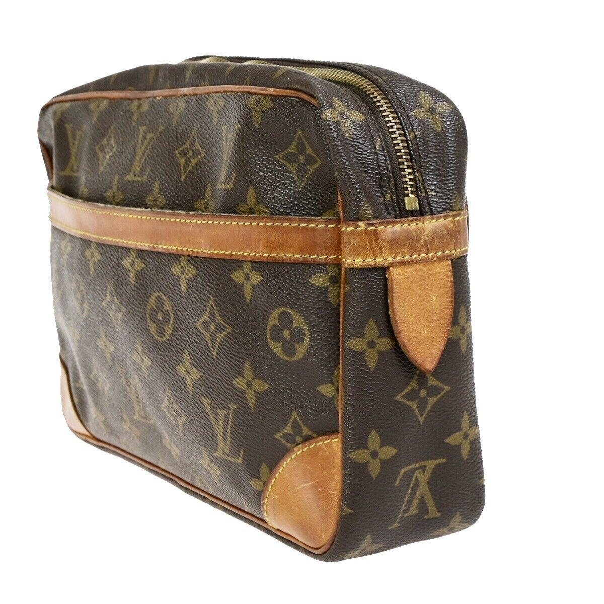 LOUIS VUITTON Compiegne 28 Clutch Bag Monogram Leather Brown GHW M51845 68FB193