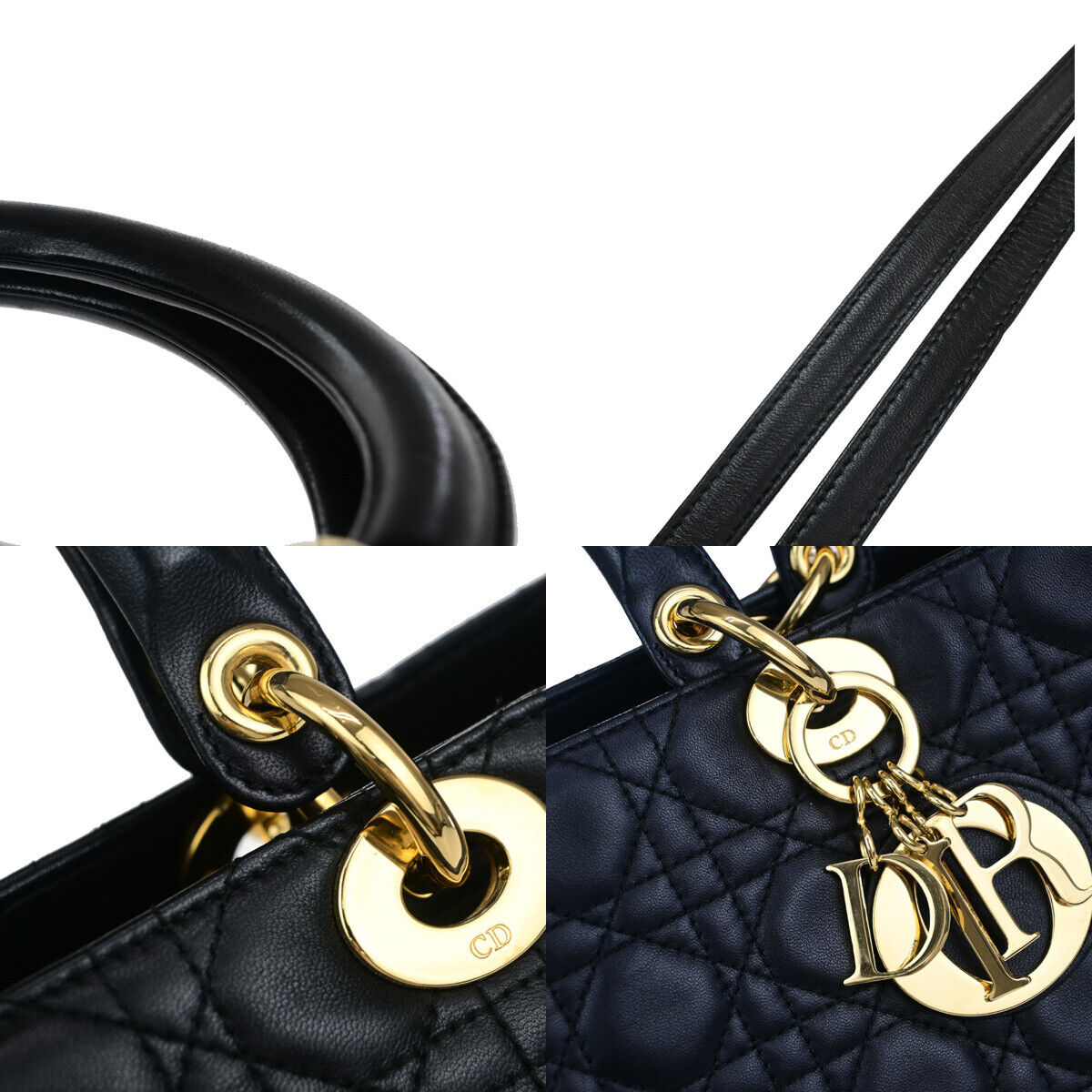 CHRISTIAN DIOR Logo Lady Cannage 2Way Shoulder Hand Bag Leather BE GHW 367RK664