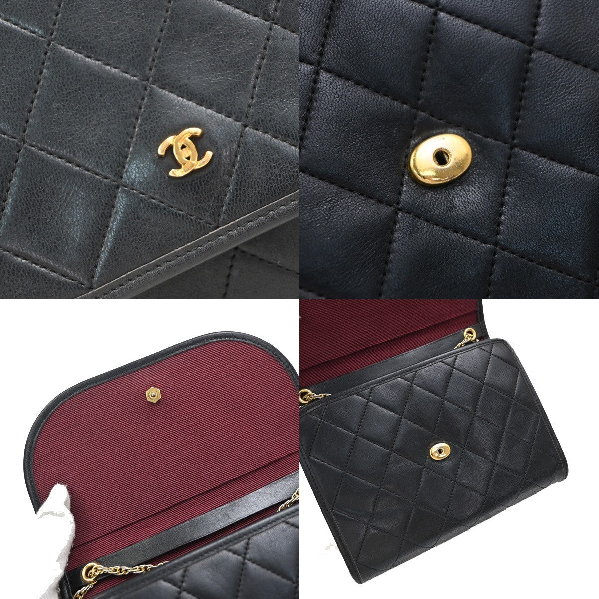 CHANEL CC Logo Mini Matelasse Chain Shoulder Bag Leather Black GHW 667RF904