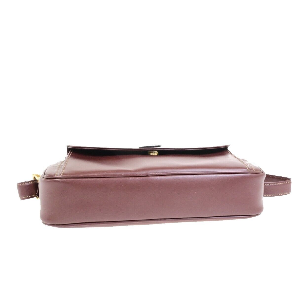 MUST DE CARTIER 2C Logos Shoulder Bag Leather Bordeaux Red Gold France 69FA310