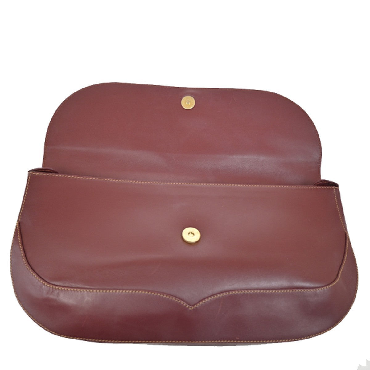 MUST DE CARTIER 2C Logo Clutch Hand Bag Leather Red GHW Italy 09KB640