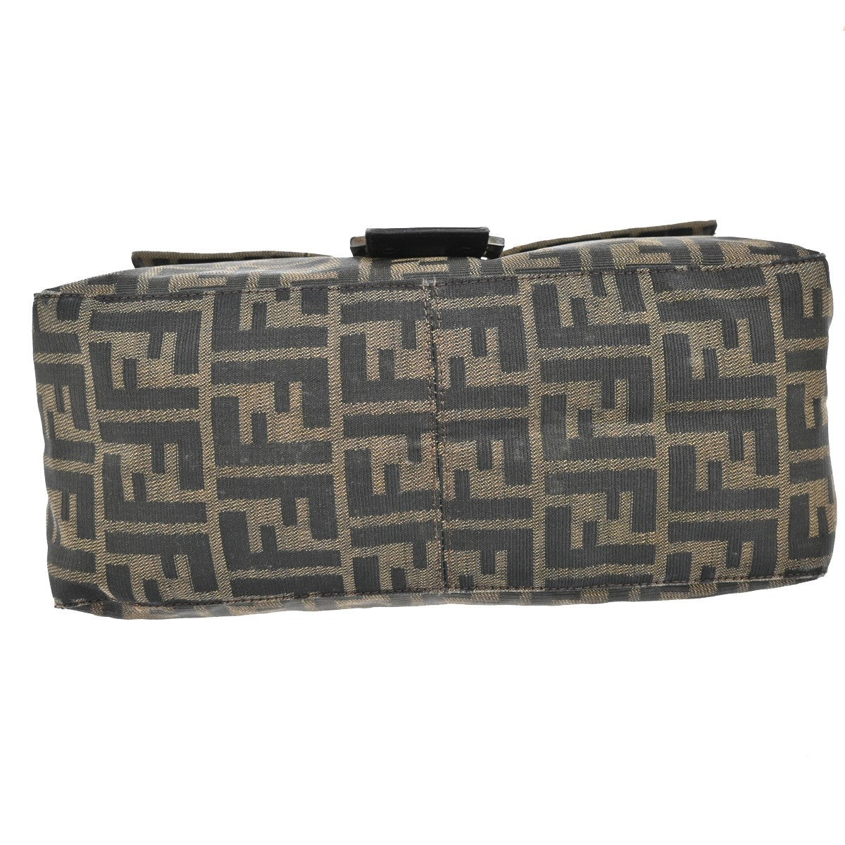 FENDI Logo Mamma Zucca Pattern Shoulder Bag Canvas Leather Brown Italy 58KB447