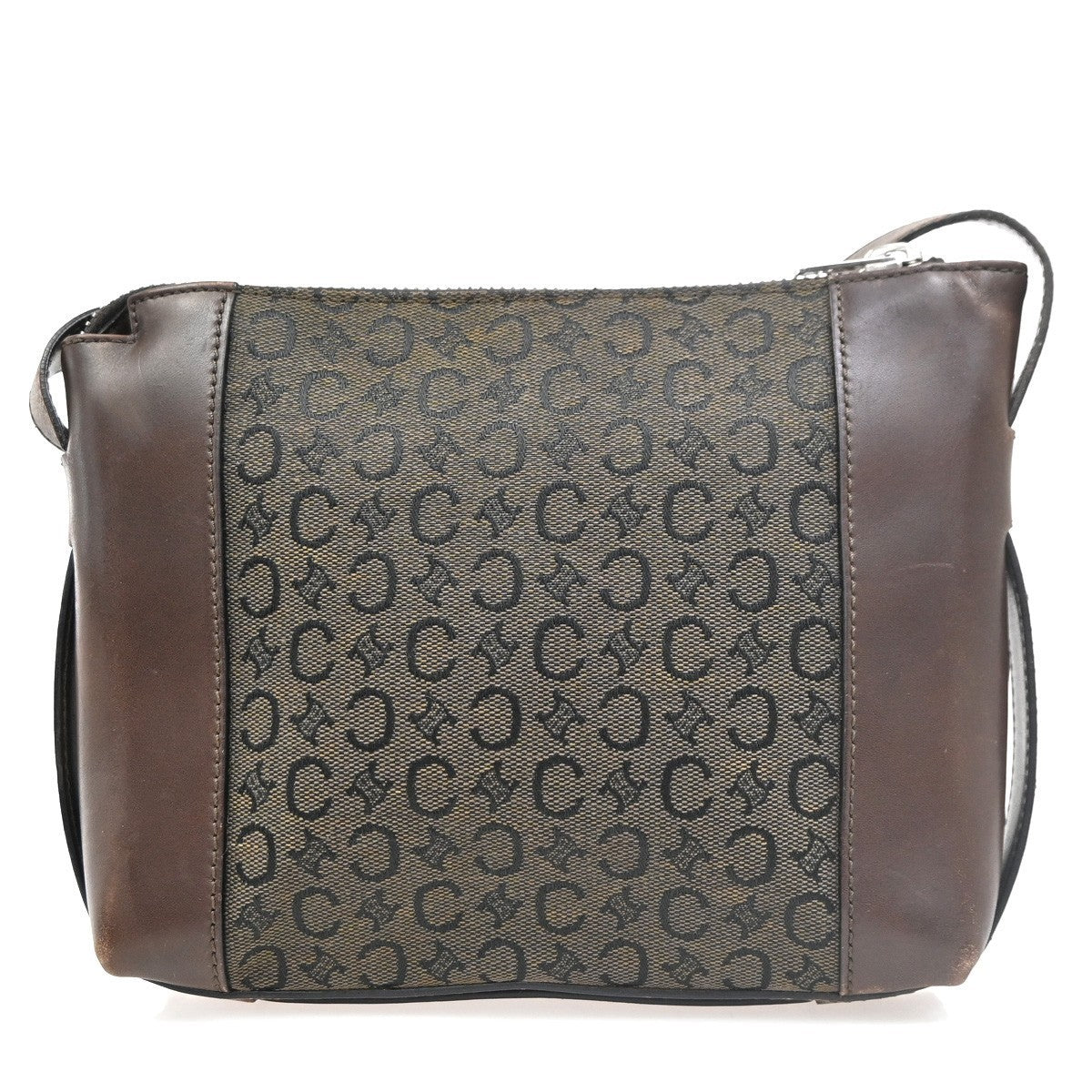 CELINE C Macadam Shoulder Crossbody Bag Canvas Leather Brown SHW Italy 67MA138