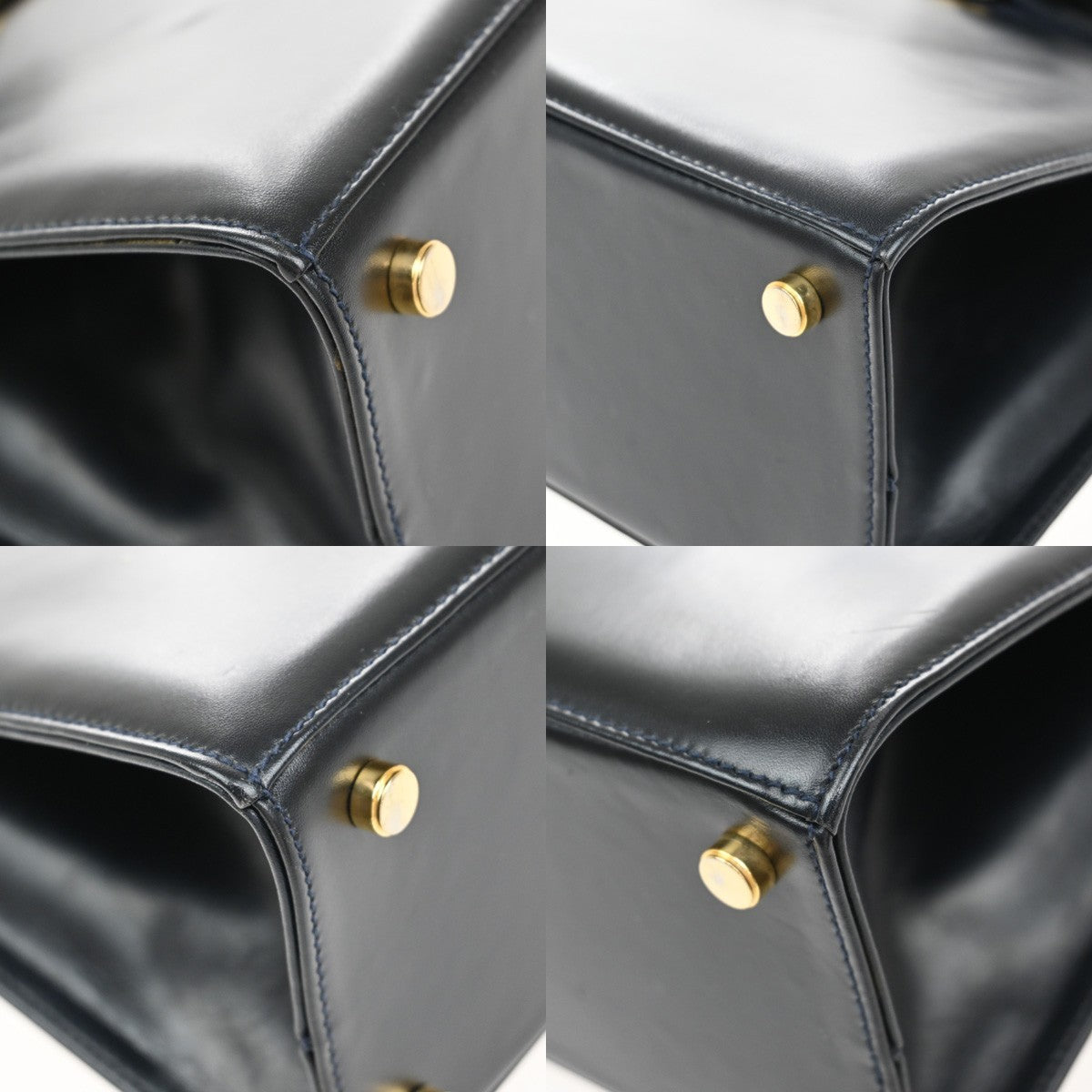 SALVATORE FERRAGAMO Vara Hand Bag Canvas Leather Navy Blue GHW Italy 37KA785
