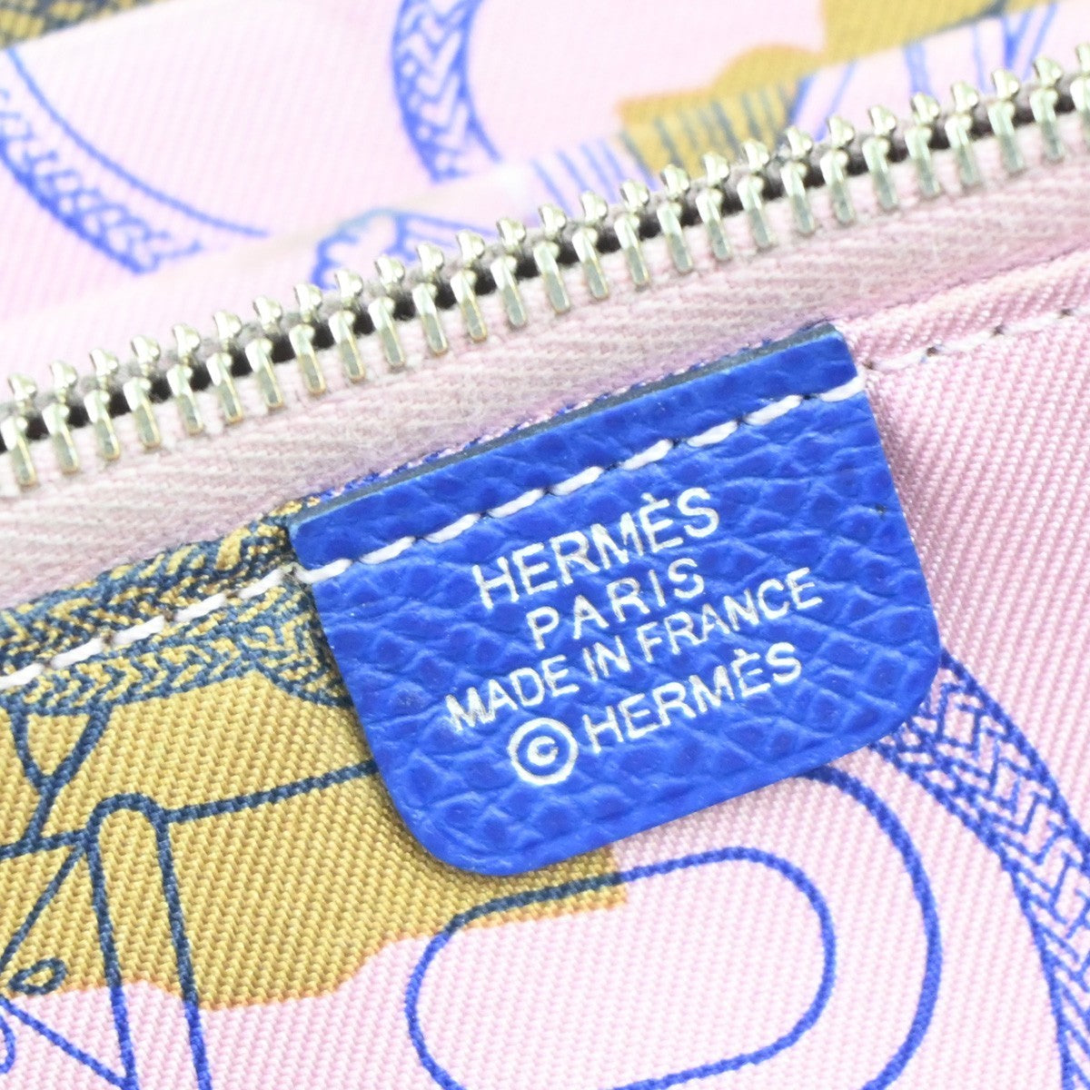 HERMES Azap Silk In Zip Around Long Wallet Epsom Leather Blue SHW France 38RL950