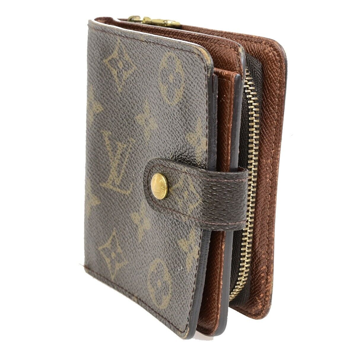 LOUIS VUITTON Compact Zip Bifold Wallet Monogram Leather Brown M61667 02ED910