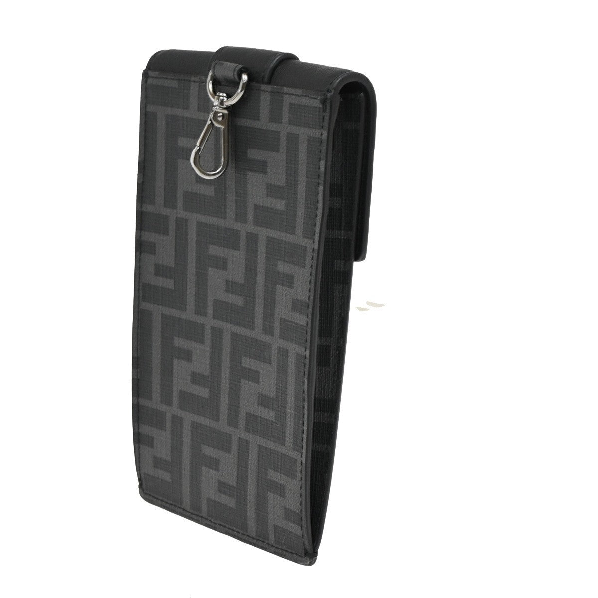 FENDI Logo Zucca Pattern Phone Holder Bag PVC Leather Black Italy 31KB829