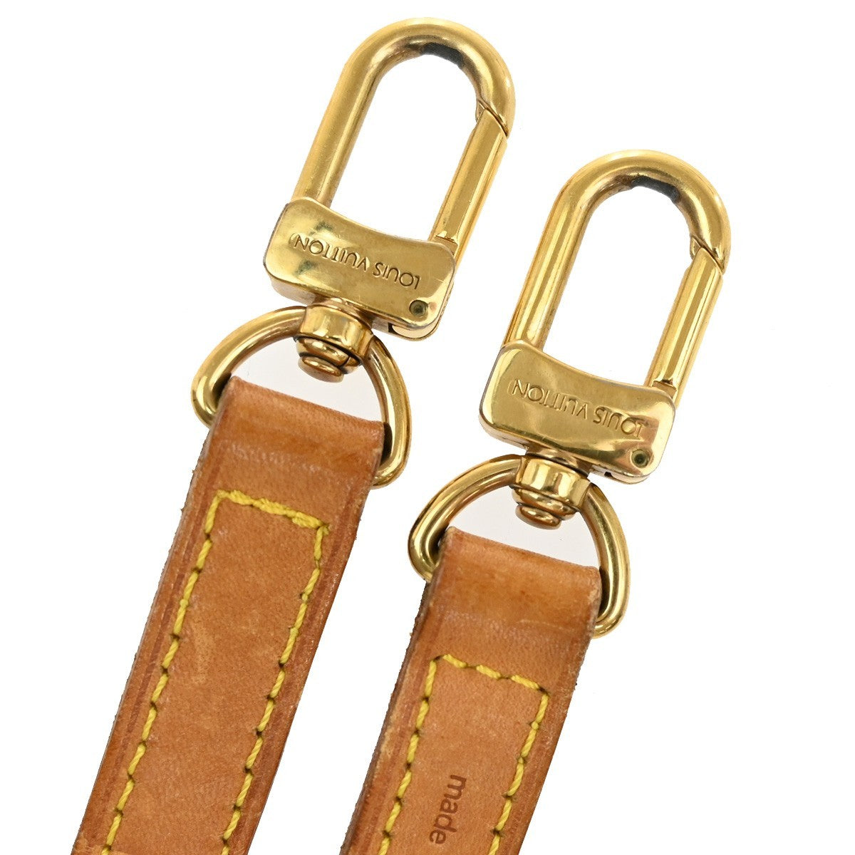LOUIS VUITTON Logo Shoulder Strap Leather Brown Gold Bag Accessory 69KB410