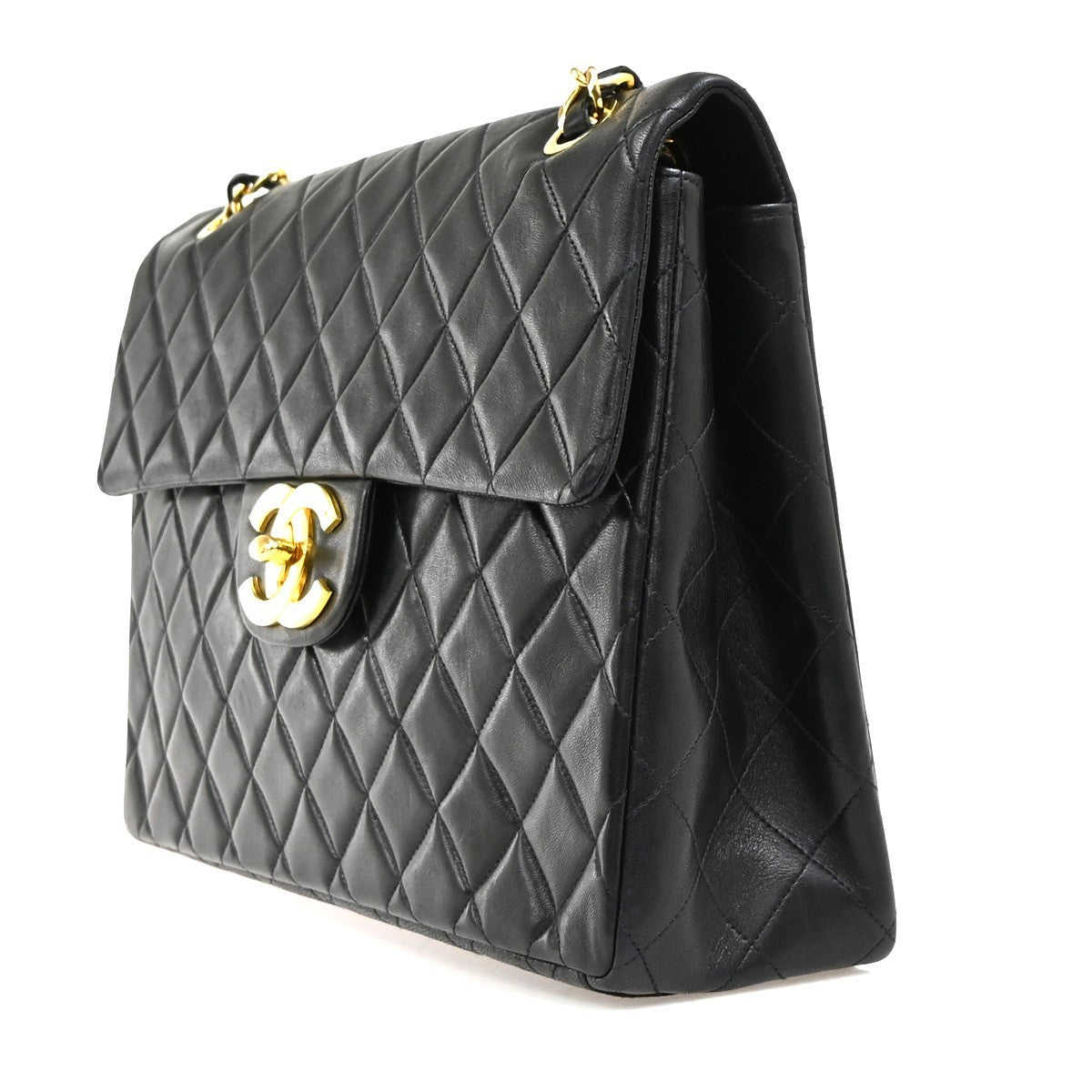 CHANEL CC Maxi Jumbo Matelasse 34 Chain Shoulder Bag Leather BK France 827RQ039