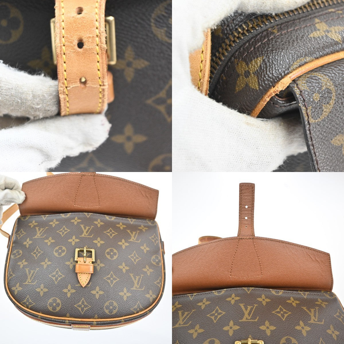LOUIS VUITTON Jeune Fille GM Shoulder Bag Monogram Leather Brown M51225 73MA366