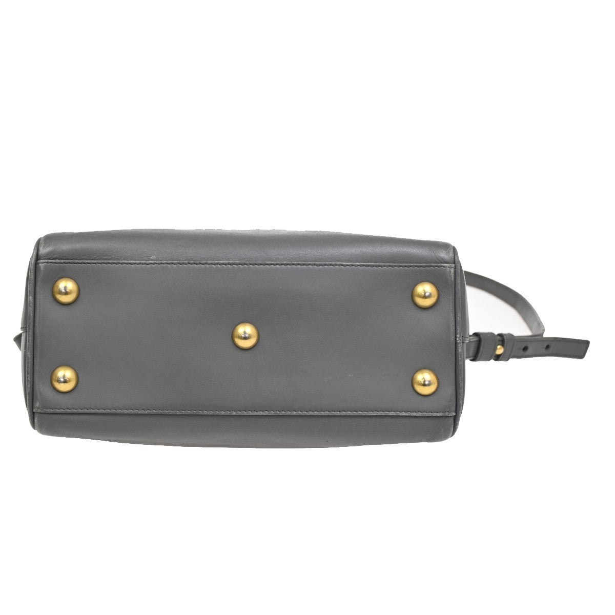 SAINT LAURENT Baby Duffle 2way Shoulder Hand Bag Leather Gray GHW Italy 84DA190