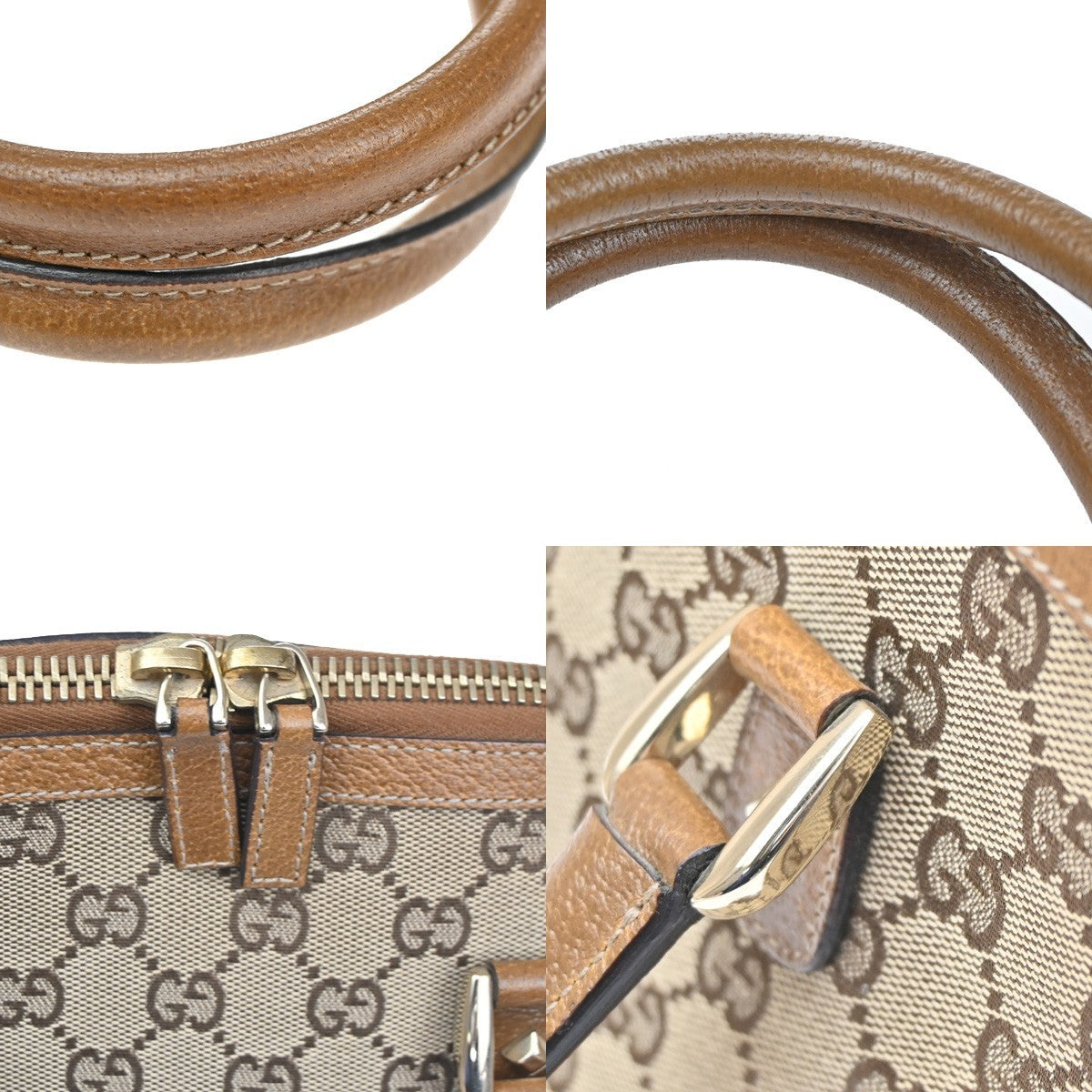 GUCCI GG Pattern Shoulder Handbag Bag Canvas Leather Brown SHW Italy 81CB057