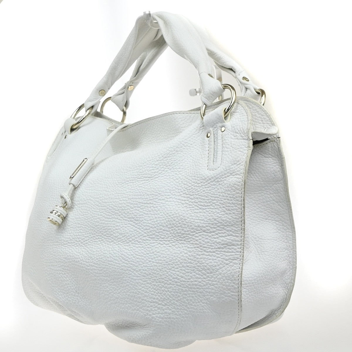 CELINE Logo Bittersweet Shoulder Hand Bag Leather White SHW Italy 32YJ135