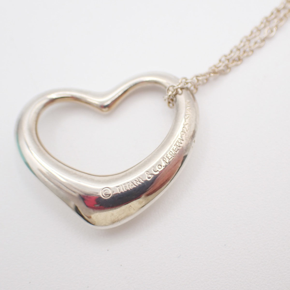 TIFFANY & CO. Open Heart 22mm Chain Necklace Ag 925 Elsa Peretti Silver 66EG157
