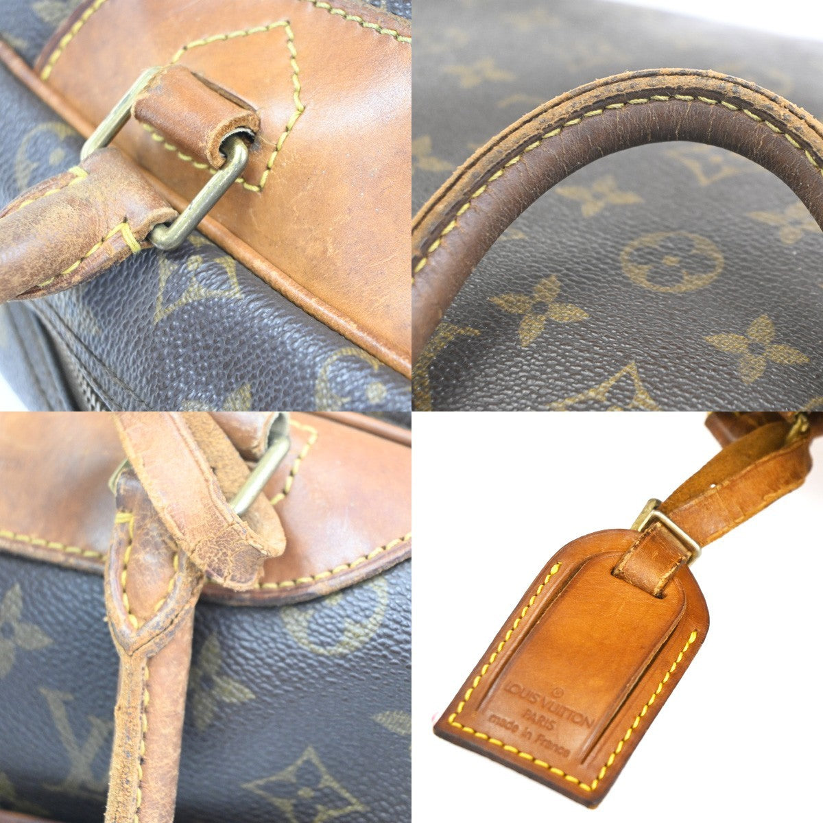 LOUIS VUITTON LV Logo Deauville Hand Bag Monogram Leather Brown M47270 62CA790