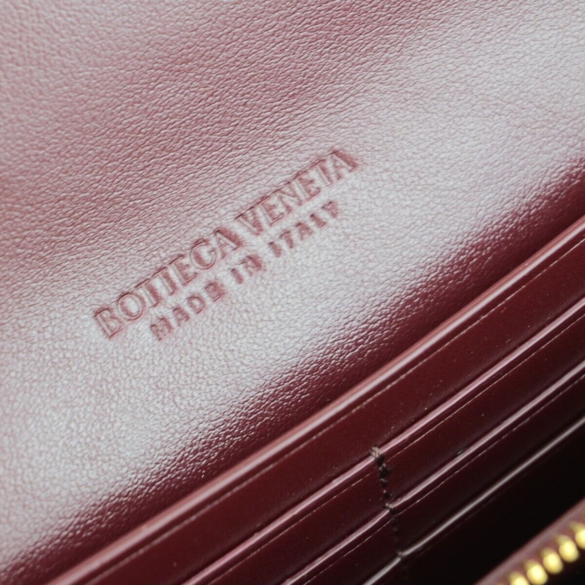 BOTTEGA VENETA Logo Intrecciato Long Bifold Wallet Leather Bordeaux GHW 39EC663
