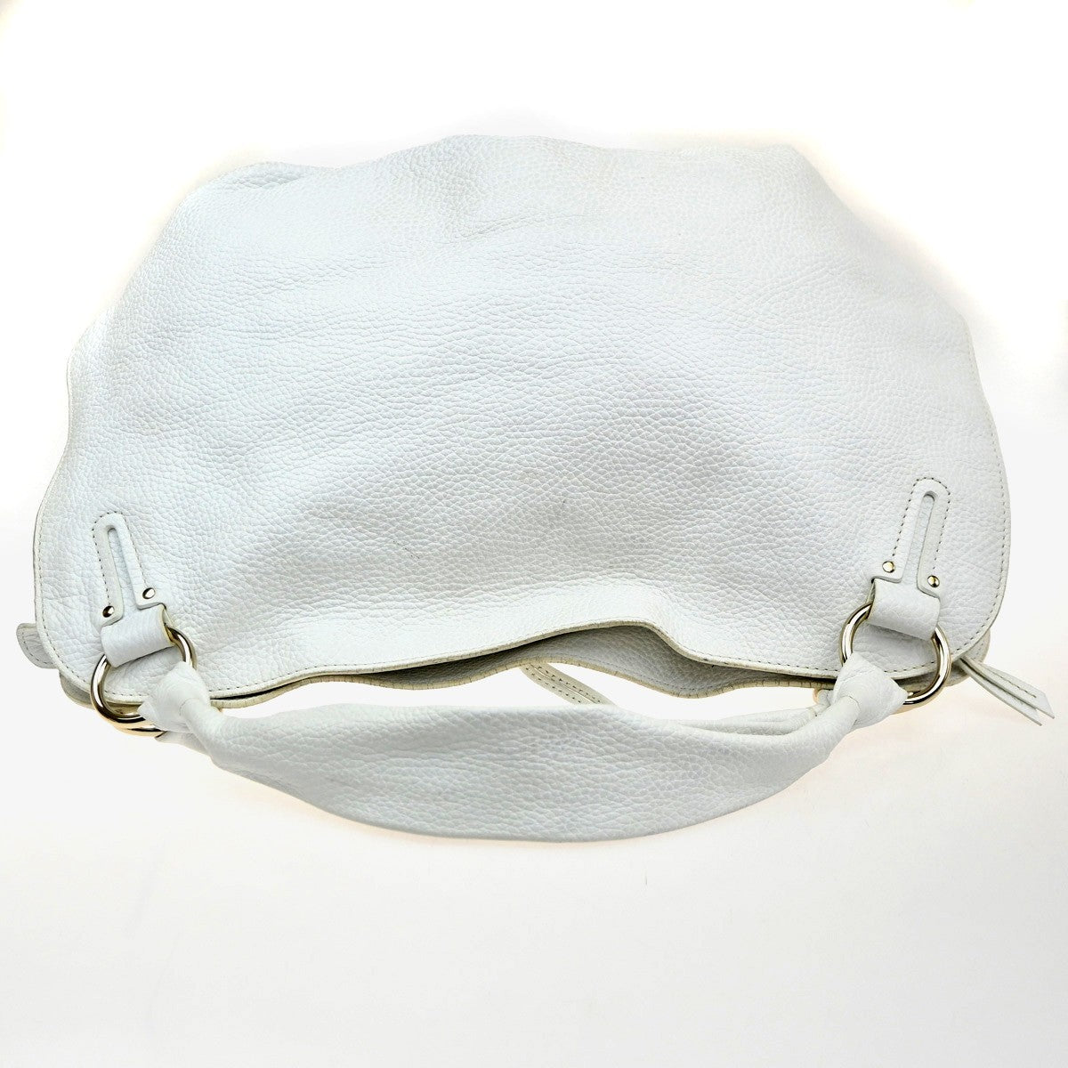 CELINE Logo Bittersweet Shoulder Hand Bag Leather White SHW Italy 32YJ135