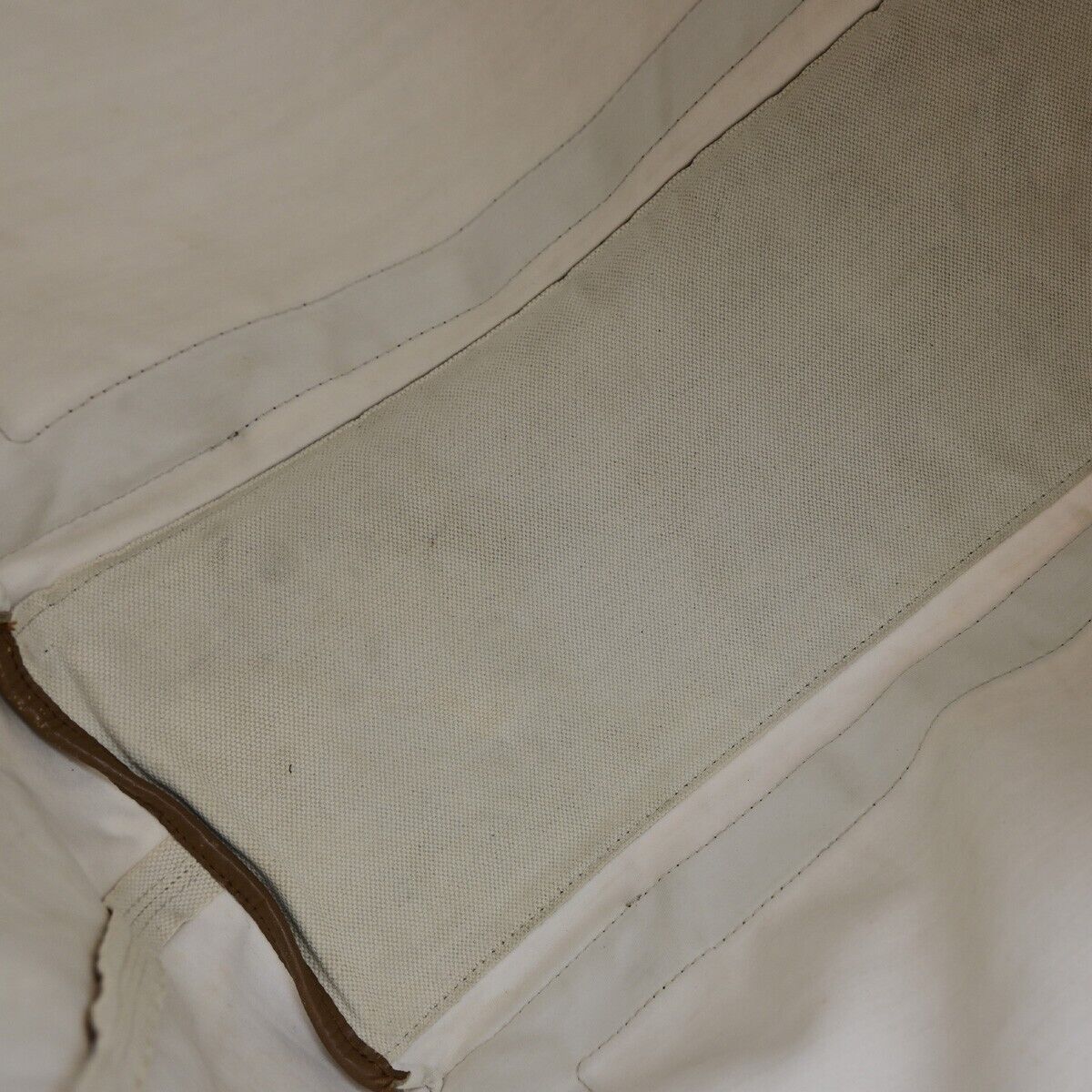 BALENCIAGA Logo Navy Cabas Shoulder Tote Bag Canvas Leather Ivory Brown 33EC031