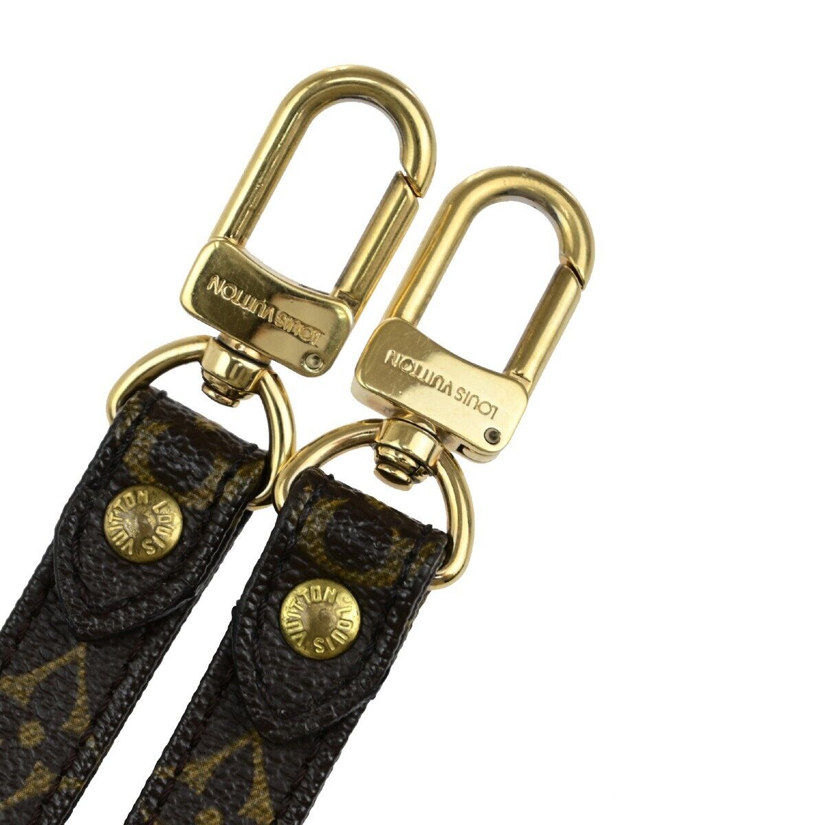 LOUIS VUITTON Shoulder Strap Monogram Leather Brown Gold Bag Accessory 69ED319