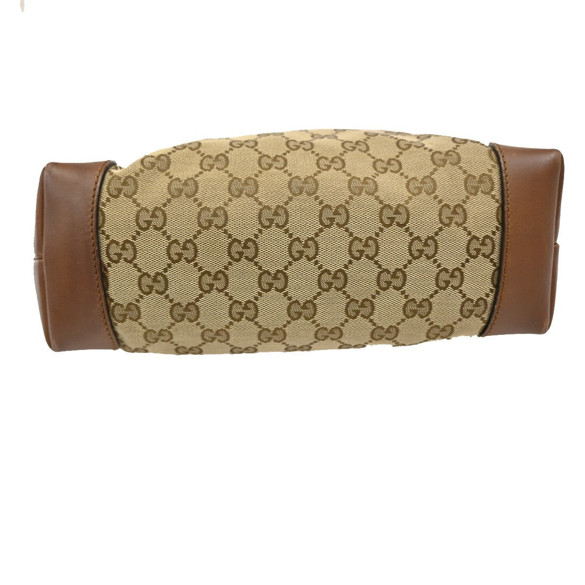GUCCI Logo Sherry GG Pattern Shoulder Bag Canvas Leather Brown SHW Italy 65TA112
