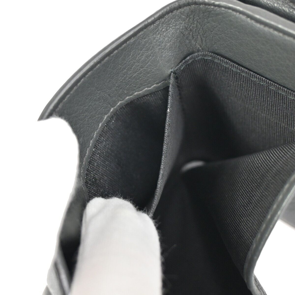 BALENCIAGA Paper Mini Trifold Wallet Purse Leather Gray Silver Italy 09DA072