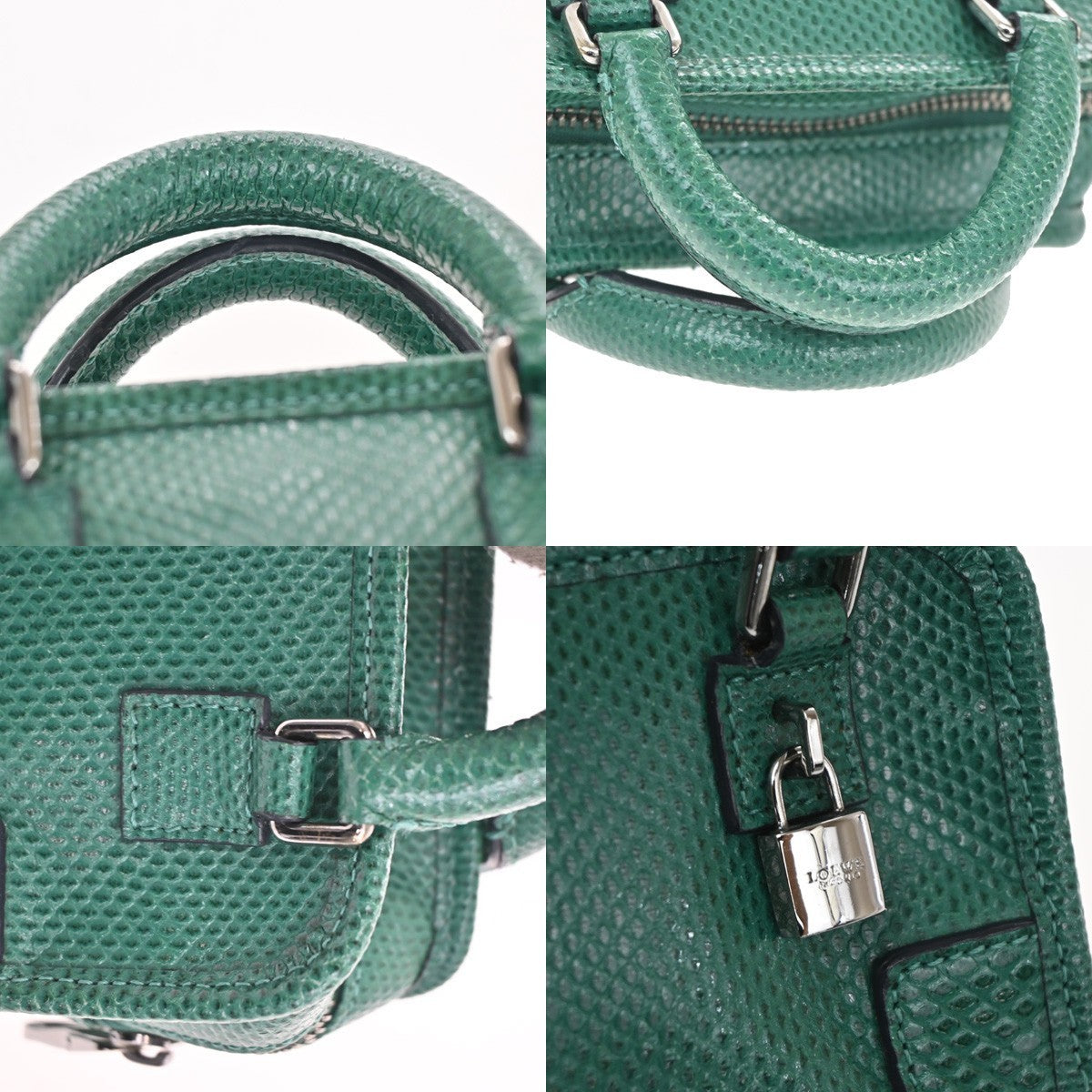 LOEWE Logo Micro Shoulder Bag Embossing Leather Green SHW Spain 98RL620