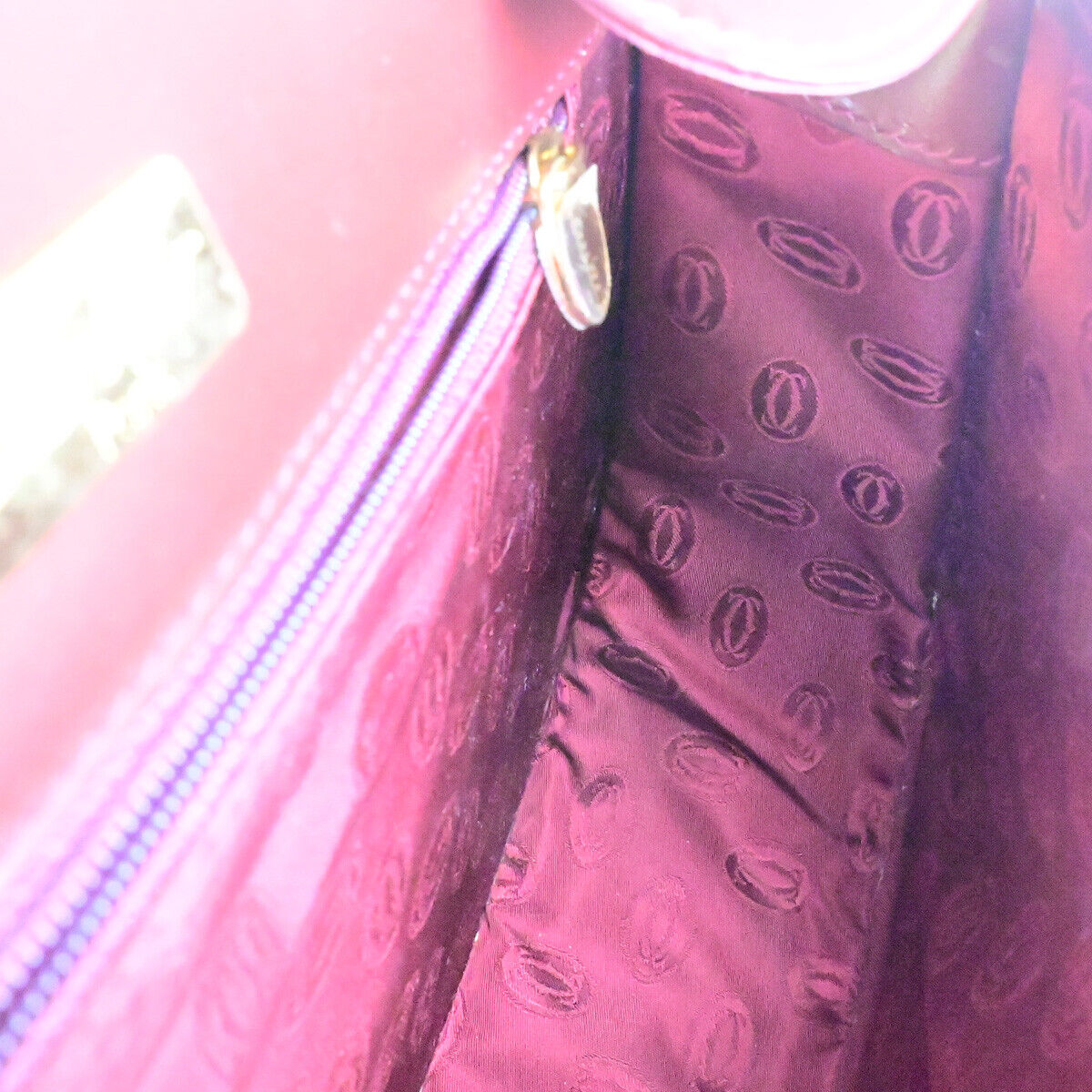 MUST DE CARTIER 2C Logo Shoulder Bag Leather Bordeaux GHW Italy 30YG288