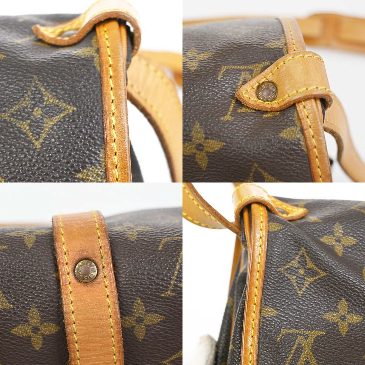 LOUIS VUITTON Logo Saumur 30 Shoulder Bag Monogram Leather Brown M42256 72KC902