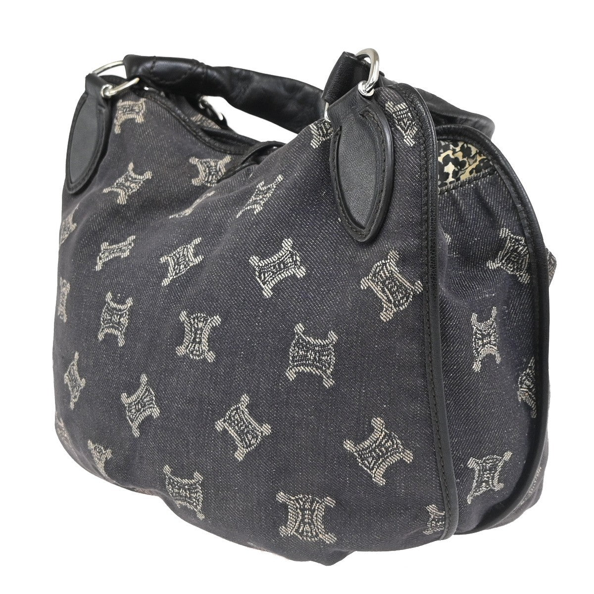 CELINE Logo Bittersweet Macadam Shoulder Bag Denim Leather BN BK SHW 87KC749