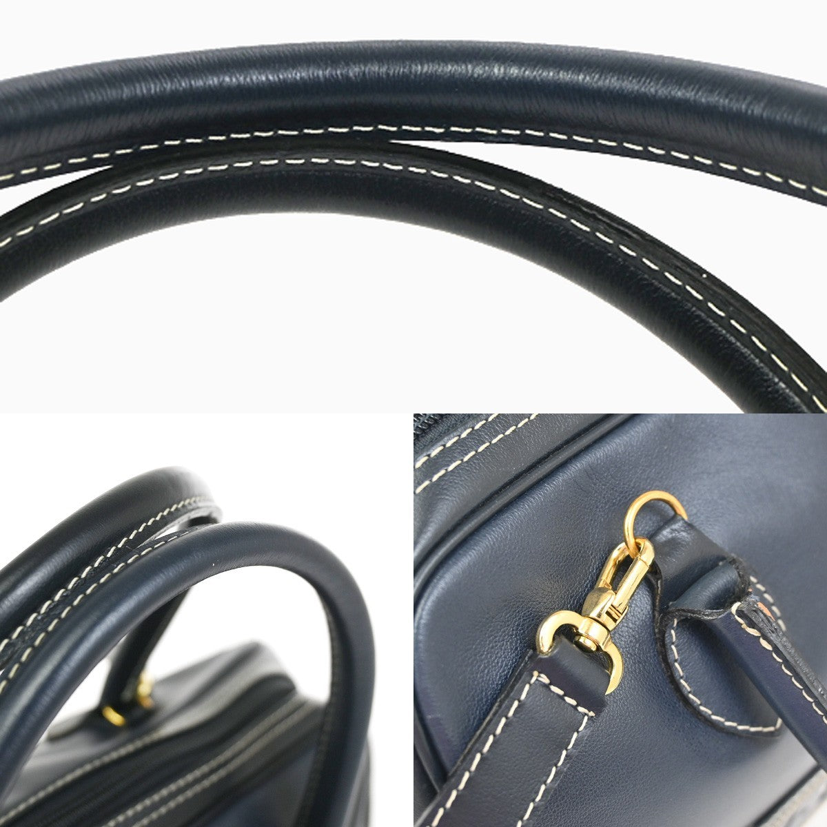 YVES SAINT LAURENT Y Logo 2Way Shoulder Hand Bag Leather Navy Blue GHW 18YJ011