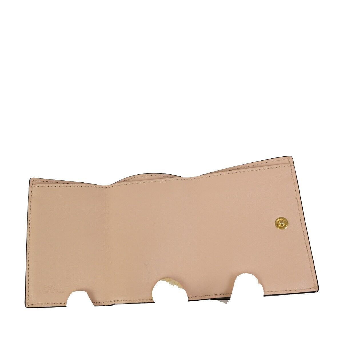 FENDI Zucca Pattern Mini Trifold Wallet Purse Leather Pink Italy 69FB178