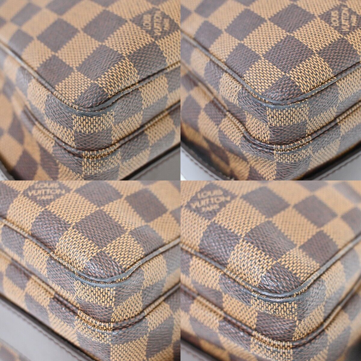 LOUIS VUITTON Naviglio Shoulder Bag Damier Ebene Leather Brown N45255 90FA422