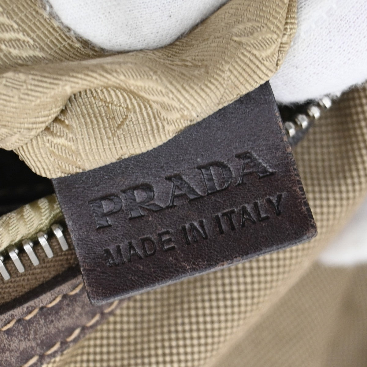 PRADA Logo Jacquard Crossbody Shoulder Bag Canvas Leather Brown 33FC058