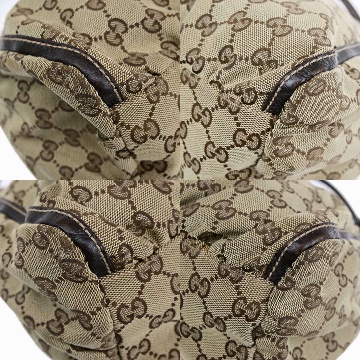 GUCCI GG Logo Abbey Shoulder Bag Canvas Leather Beige Brown Italy 32SJ138
